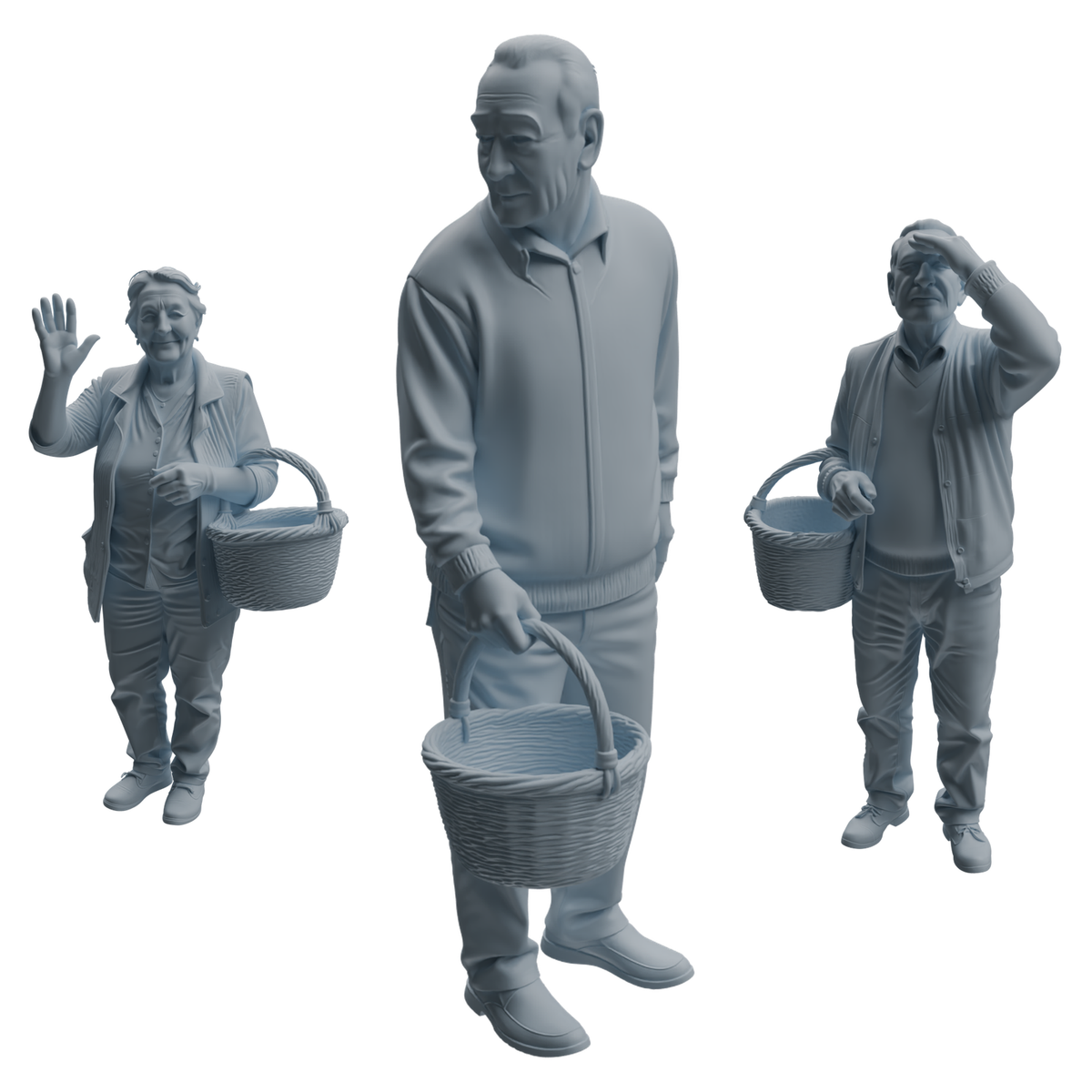 MRY-SFW LYTR993 Elderly People Grocery Shopping Character Modern Model 3 pcs 3D Printed Resin Model Kit by SSMODEL