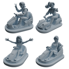 MRY-SFW LYTR1051 Amusement Park Bumper Car Female Character Modern Model 4 pcs 3D Printed Resin Model Kit by SSMODEL