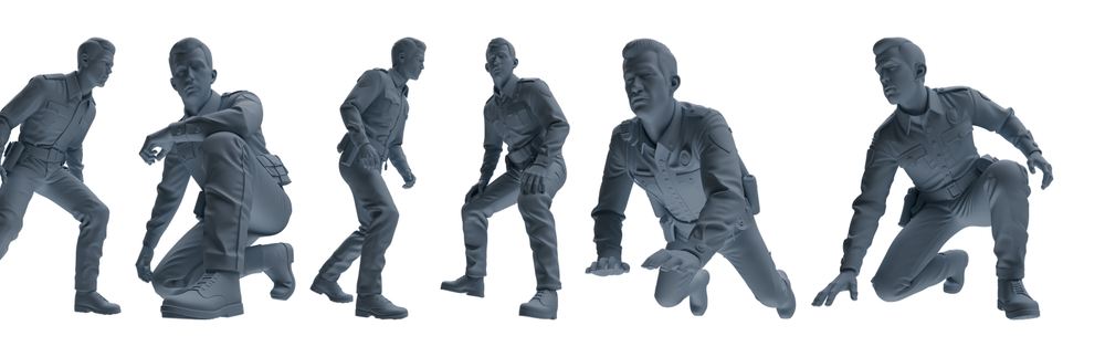 MRY-SFW LYGR673 Los Angeles Patrol Police Six-Person Ambush Group 3D Printed Resin Model Kit by SSMODEL
