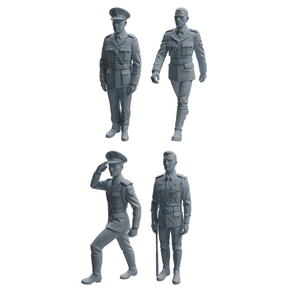 MRY-SFW LYTR947 Military Officer Man Character Modern Model 4 pcs 3D Printed Resin Model Kit by SSMODEL