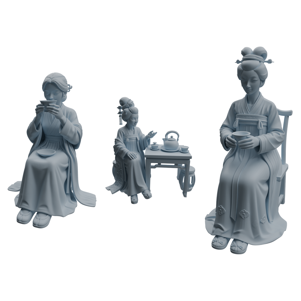 MRY-SFW LYTR983 Ancient Lady Tea Tasting Character Modern Model 3 pcs 3D Printed Resin Model Kit by SSMODEL