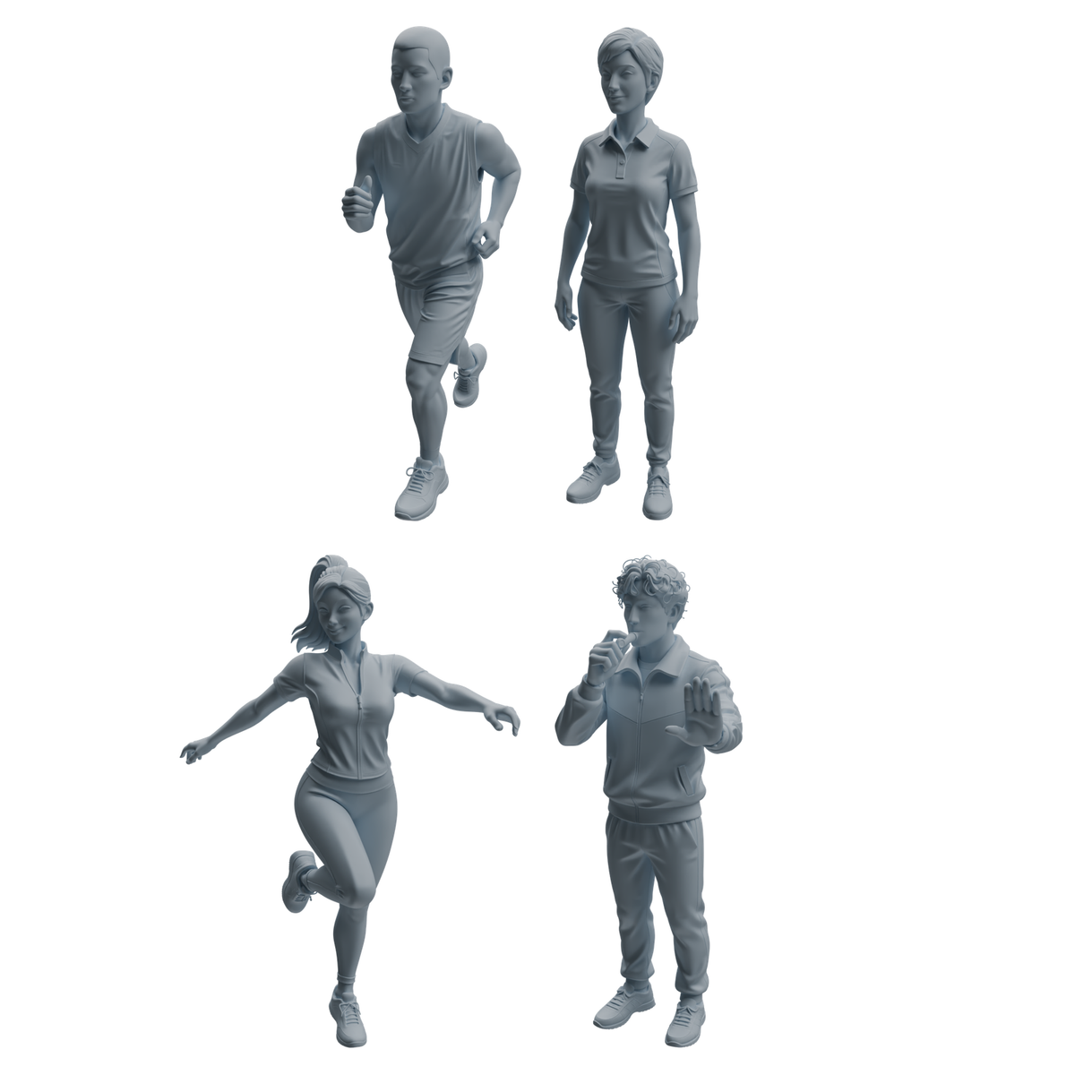 MRY-SFW LYTR967 Sports-Scene PE Teacher Character Modern Model 4 pcs 3D Printed Resin Model Kit by SSMODEL