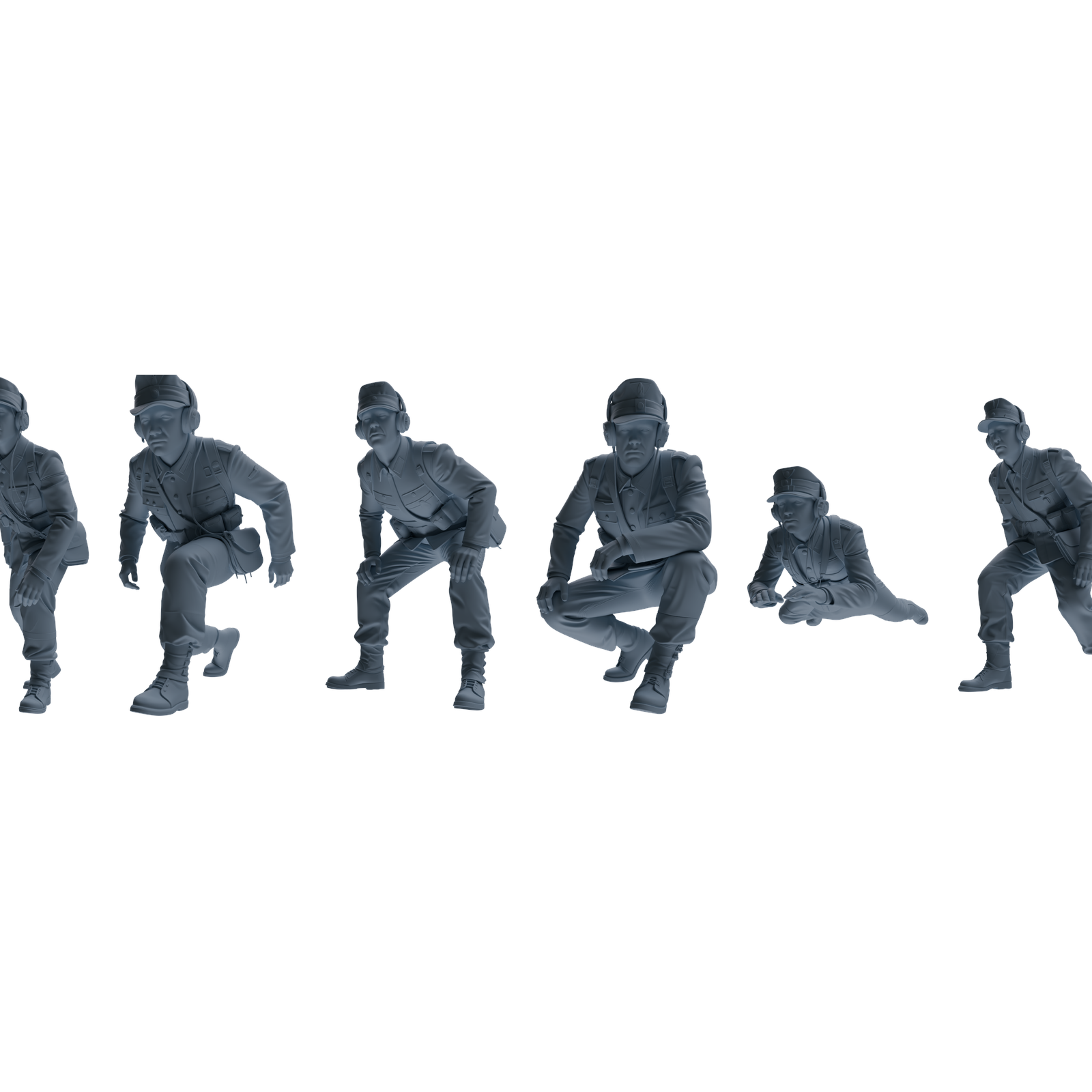 MRY-SFW LYGR648 WWII Mine Soldier Six-Person Battle Group 3D Printed Resin Model Kit by SSMODEL