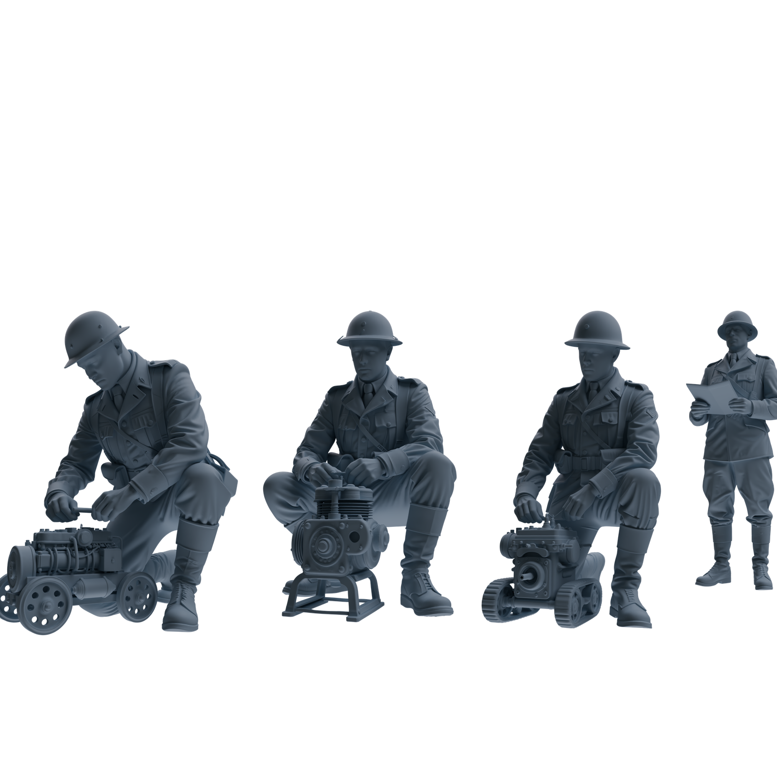 MRY-SFW SSTR221 WWII French Army Logistics Soldier Maintenance Four-Person Group