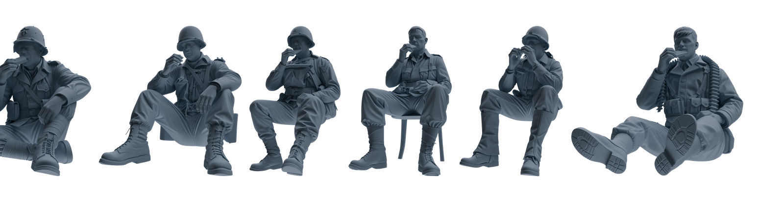 MRY-SFW SSTR068 Miniatures Soldier Model Kit Saving Ryan in Normandy WWII U.S. Army Six-Person Eating Group
