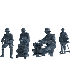 MRY-SFW SSTR214 WWII British Logistics Soldier Maintenance Four-Person Group