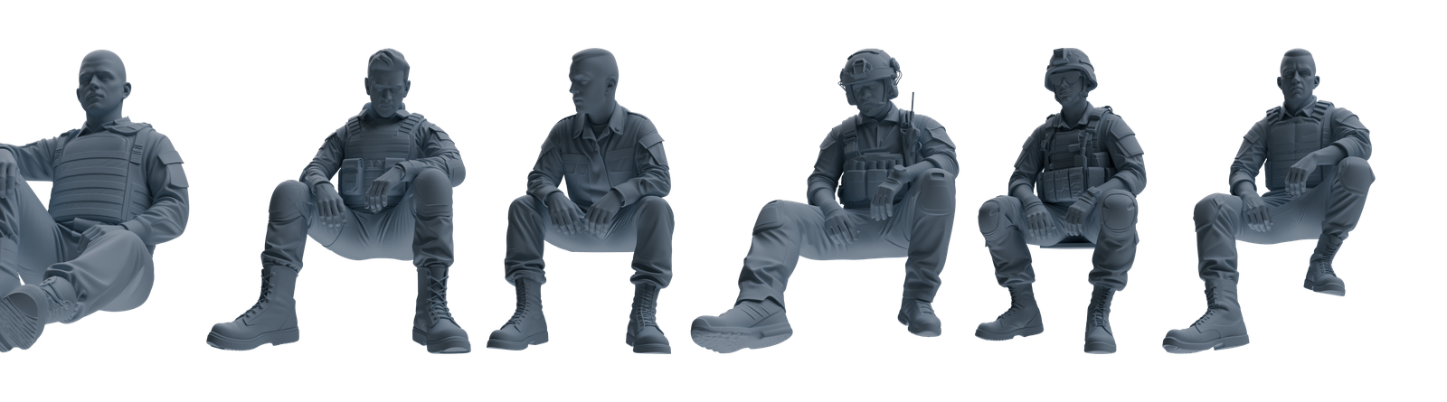 MRY-SFW SSTR035 Miniatures Soldier Model Kit 1993 Mogadishu Black Hawk Helicopter Soldier Resting Six-Person Group