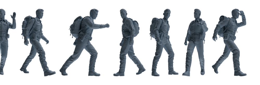 MRY-SFW LYGR678 Los Angeles Patrol Police Seven-Person Foot Patrol Group 3D Printed Resin Model Kit by SSMODEL