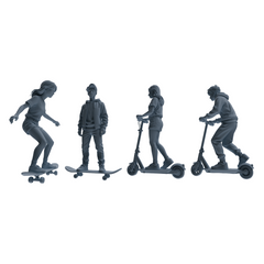 MRY-SFW LYTR788 Skateboard Scooter Figure Modern Model 4 pcs Miniature Car Diorama Figures Scene Props Accessories Resin 3D Printed Resin Model Kit by SSMODEL