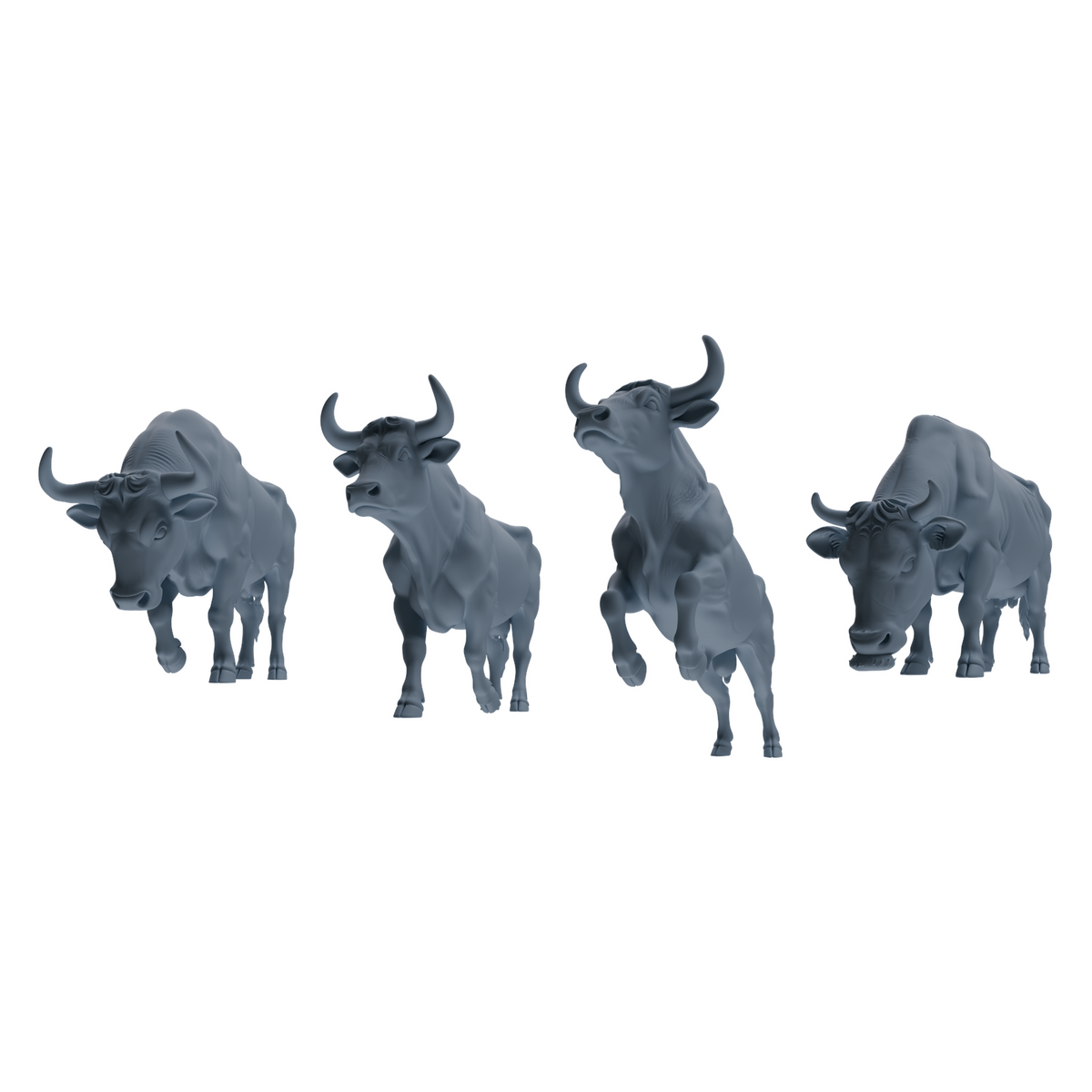 MRY-SFW LYTR837 Bullfight Pose Cattle Model 4 pcs Miniature Car Diorama Figures Scene Props Accessories Resin 3D Printed Resin Model Kit by SSMODEL