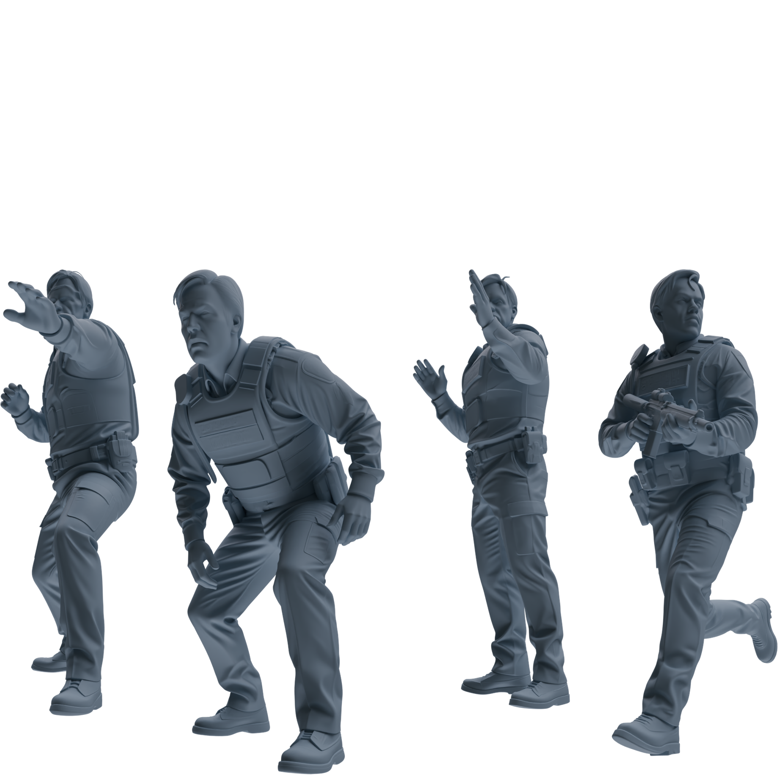 MRY-SFW SSTR121 Miniatures Soldier Model Kit Boston Attack Modern Boston Police Four-Person Gunfight Group