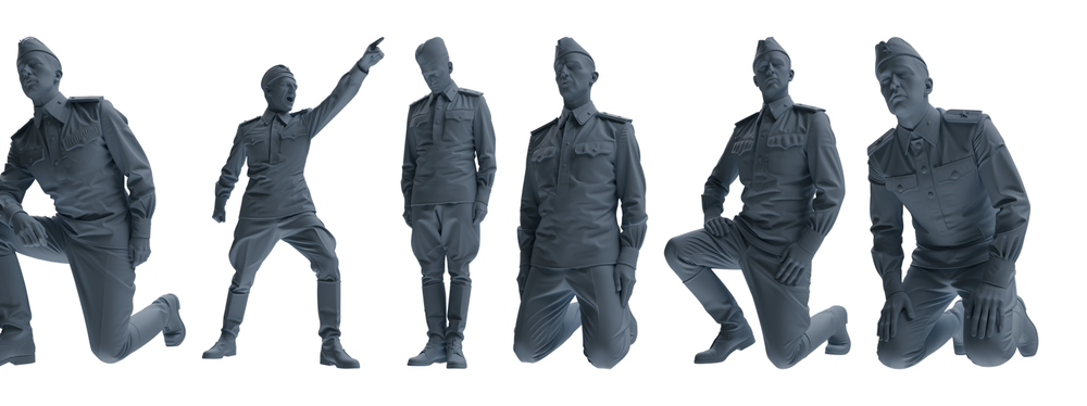 MRY-SFW LYGR730 WWII Soviet Army War Scene Six-Person Criticism Group 3D Printed Resin Model Kit by SSMODEL