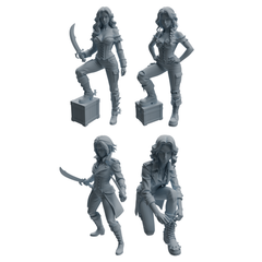 MRY-SFW LYTR1096 Female Pirate Character Modern Model 4 pcs 3D Printed Resin Model Kit by SSMODEL