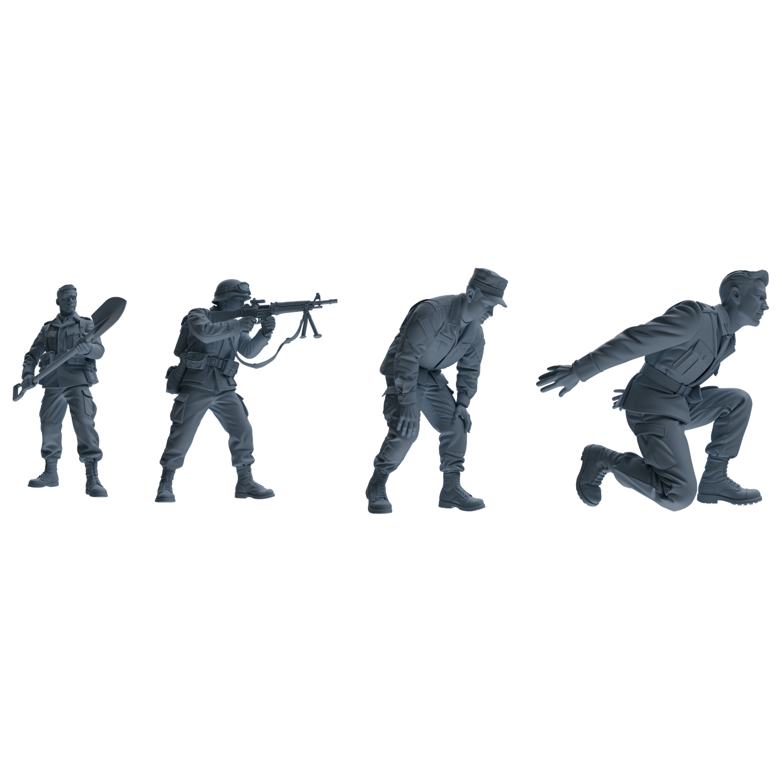 MRY-SFW SSTR185 Miniatures Soldier Model Kit Combat Engineer Soldier Pose Modern Model 4 pcs