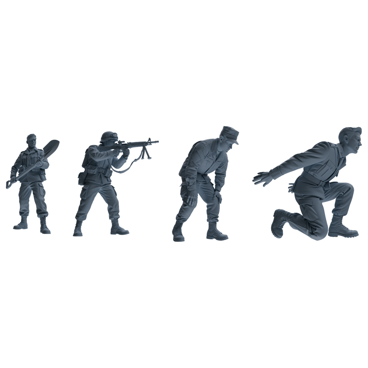 MRY-SFW SSTR185 Miniatures Soldier Model Kit Combat Engineer Soldier Pose Modern Model 4 pcs