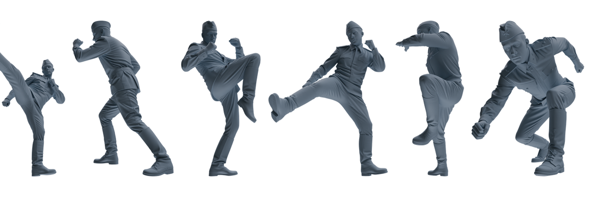 MRY-SFW LYGR726 WWII Soviet Army War Scene Six-Person Combat Group 3D Printed Resin Model Kit by SSMODEL