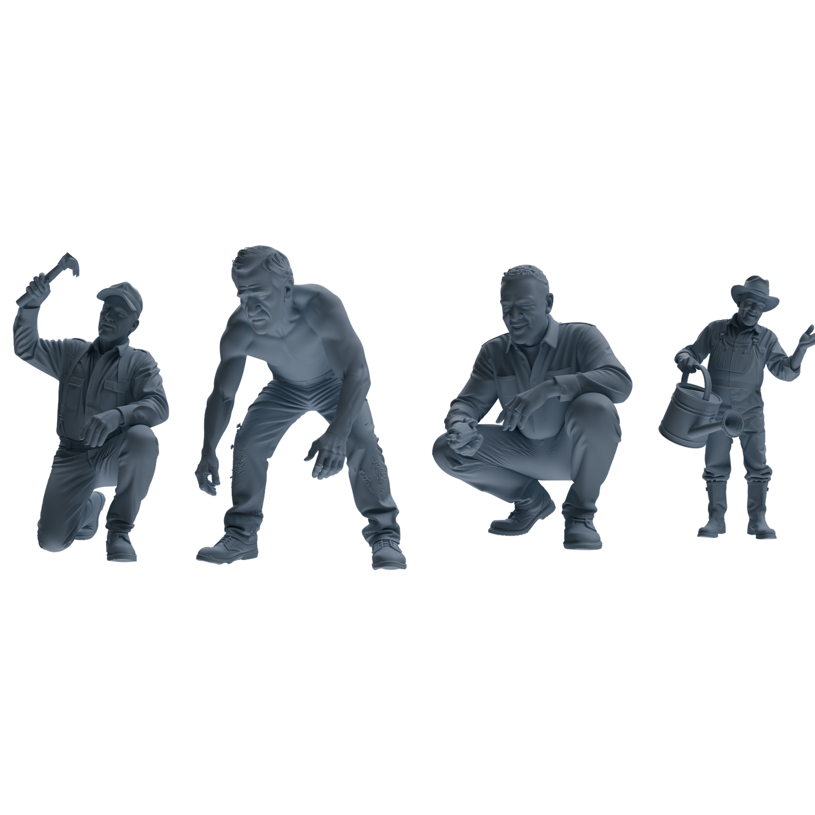 MRY-SFW LYTR899 Workwear Worker Man Modern Model 4 pcs 3D Printed Resin Model Kit by SSMODEL