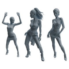 MRY-SFW LYTR931 Nightclub Style Woman Character Modern Model 3 pcs 3D Printed Resin Model Kit by SSMODEL