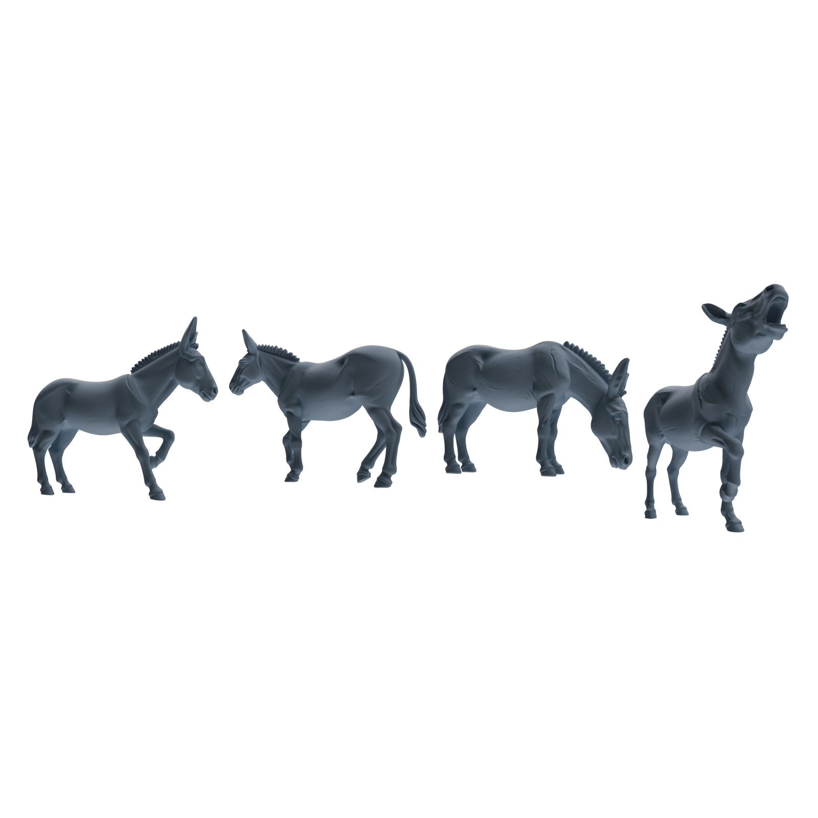 MRY-SFW LYTR842 Farm Donkey Pose Model 4 pcs Miniature Car Diorama Figures Scene Props Accessories Resin 3D Printed Resin Model Kit by SSMODEL