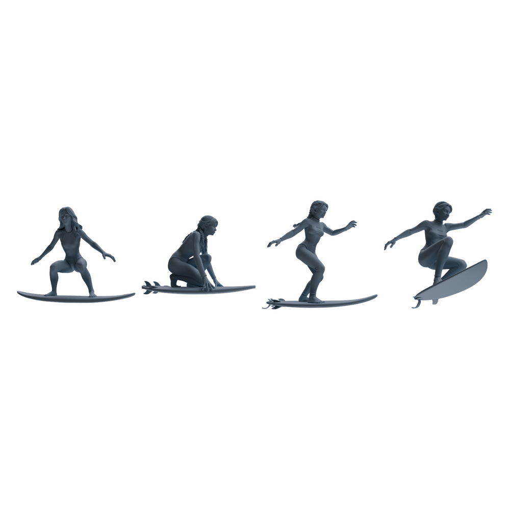 MRY-SFW LYTR790 Surfing Figure Modern Model 4 pcs Miniature Car Diorama Figures Scene Props Accessories Resin 3D Printed Resin Model Kit by SSMODEL