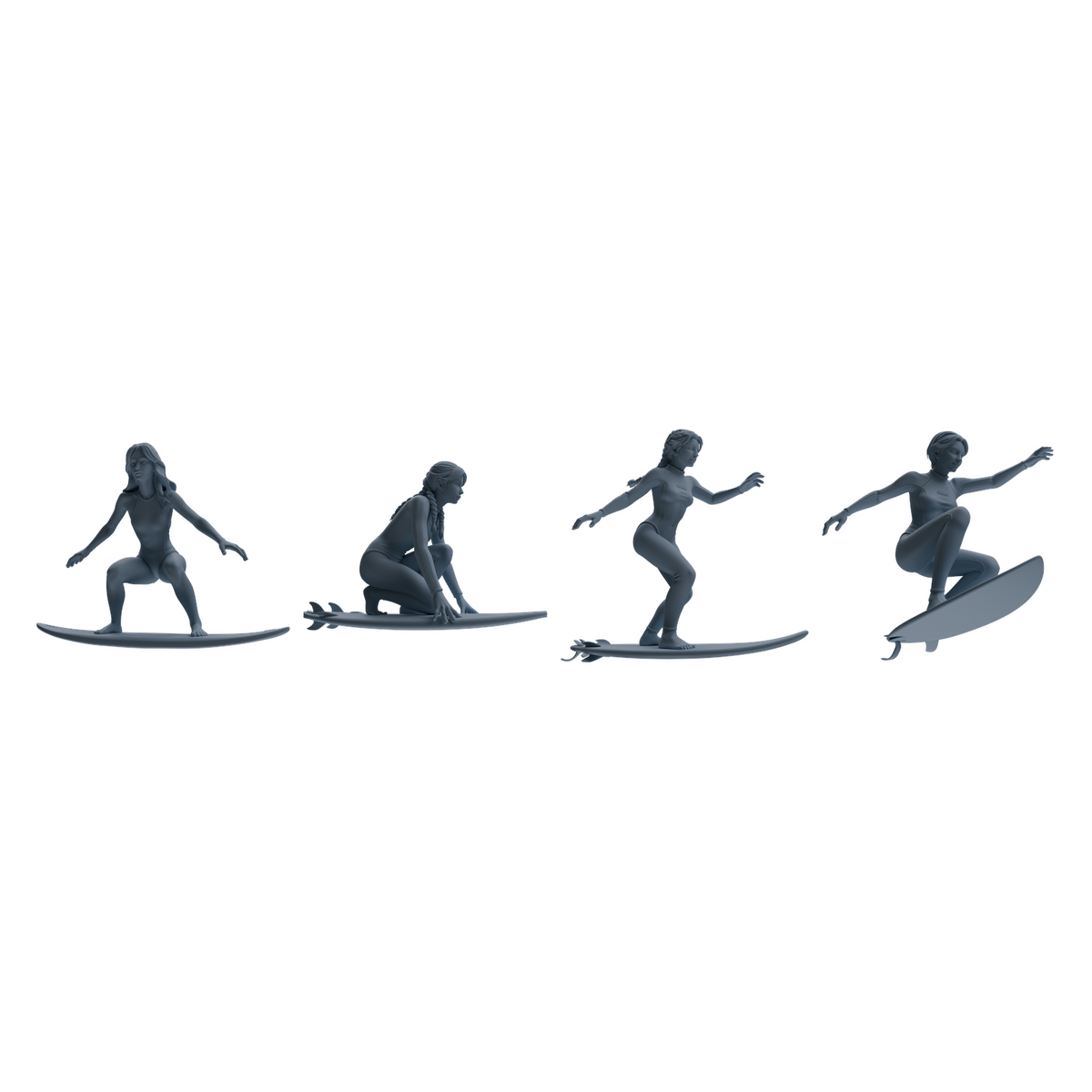 MRY-SFW LYTR790 Surfing Figure Modern Model 4 pcs Miniature Car Diorama Figures Scene Props Accessories Resin 3D Printed Resin Model Kit by SSMODEL