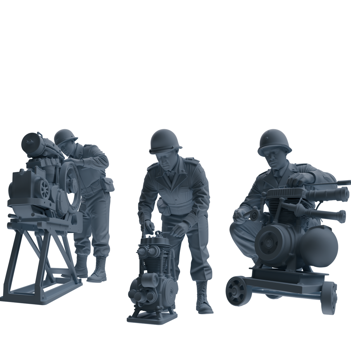 MRY-SFW SSTR226 WWII U.S. Army Logistics Soldier Maintenance Three-Person Group