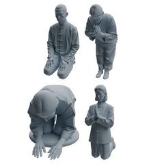 MRY-SFW LYTR1087 Traditional Clothing Kneeling Character Modern Model 4 pcs 3D Printed Resin Model Kit by SSMODEL