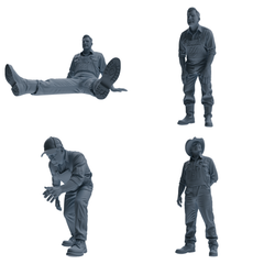 MRY-SFW LYTR917 Farm Worker Man Multi-pose Modern Model 4 pcs 3D Printed Resin Model Kit by SSMODEL