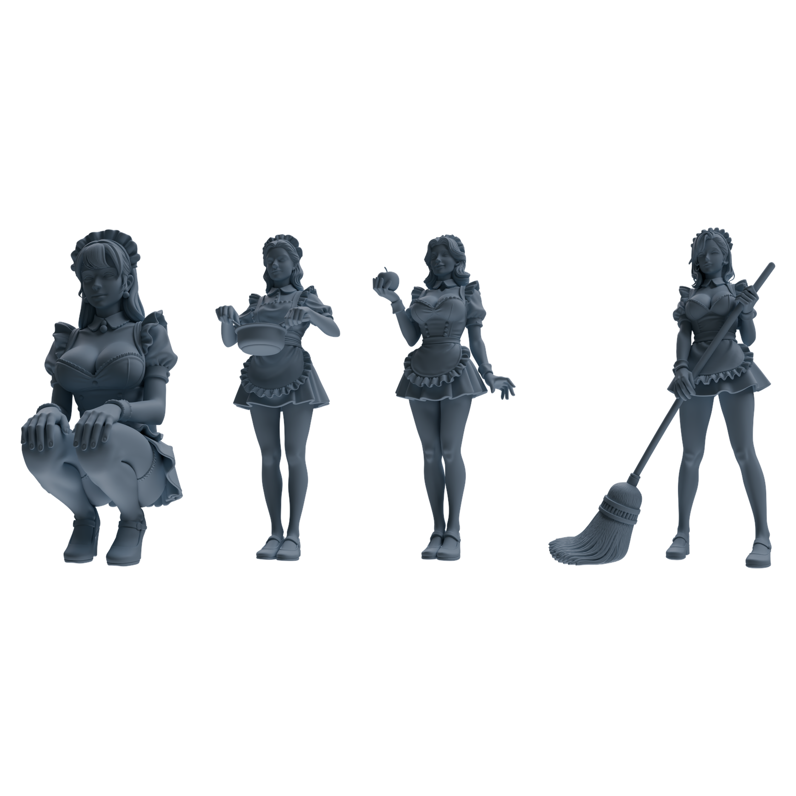 MRY-SFW LYTR851 Maid Outfit Figure Modern Model 4 pcs Miniature Car Diorama Figures Scene Props Accessories Resin 3D Printed Resin Model Kit by SSMODEL