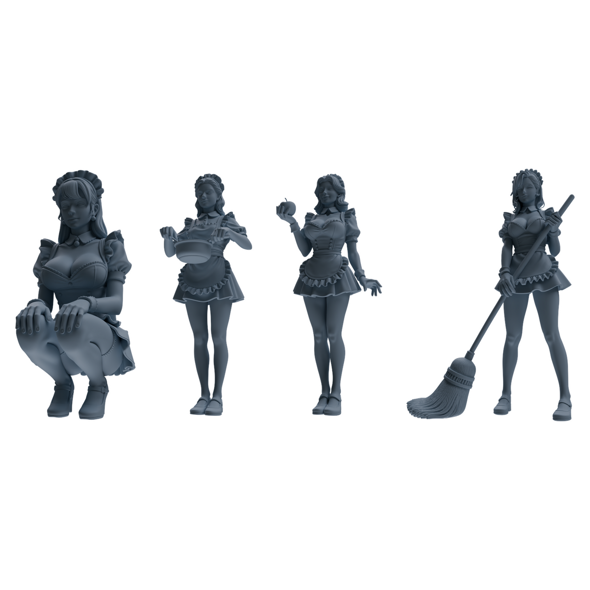 MRY-SFW LYTR851 Maid Outfit Figure Modern Model 4 pcs Miniature Car Diorama Figures Scene Props Accessories Resin 3D Printed Resin Model Kit by SSMODEL