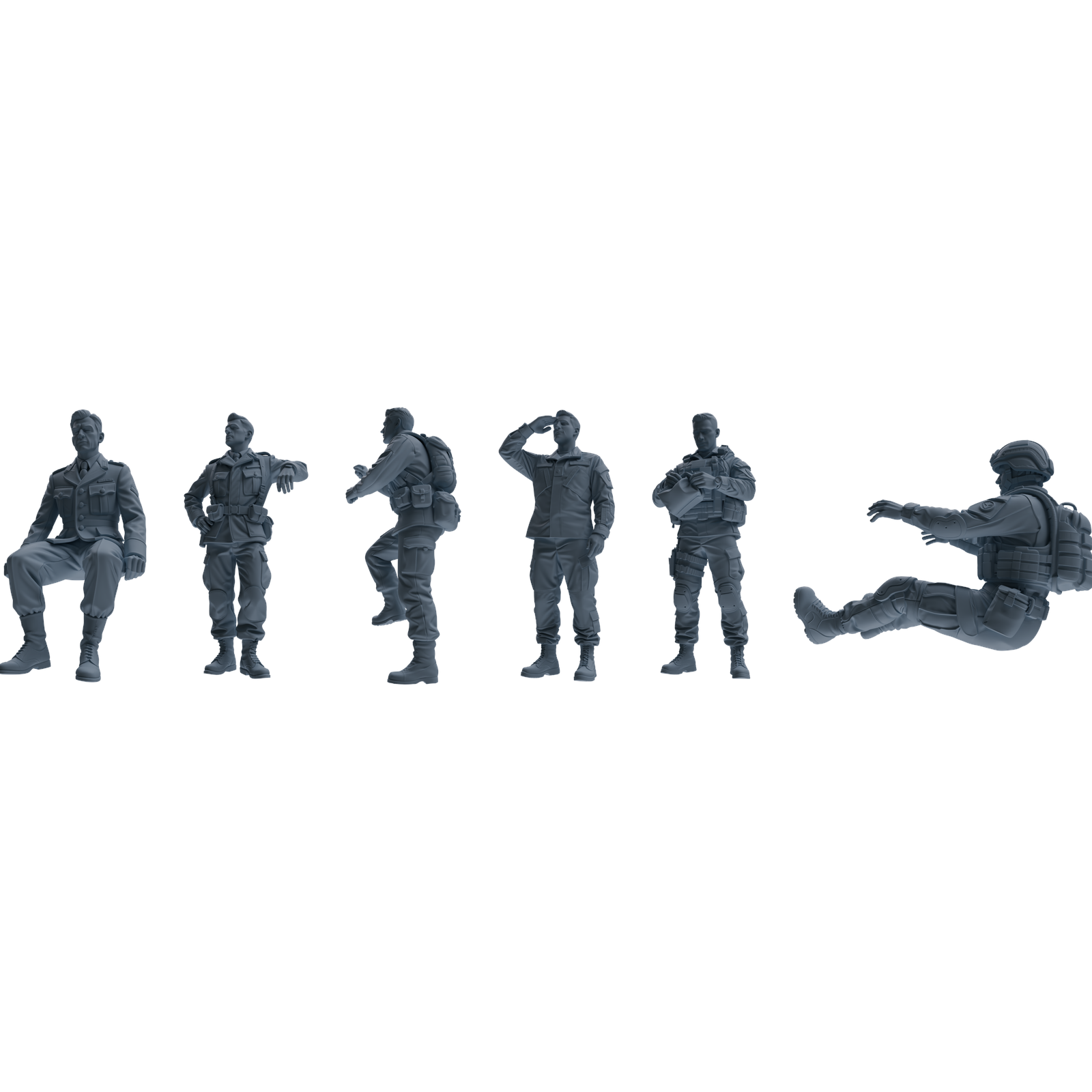 MRY-SFW SSTR182 Miniatures Soldier Model Kit Multi-Purpose Soldier Pose Modern Model 6 pcs