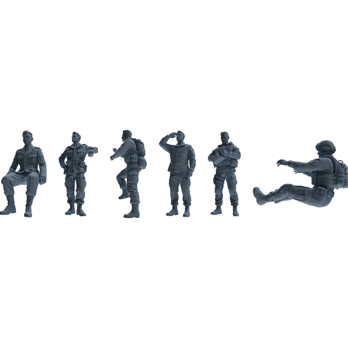 MRY-SFW SSTR182 Miniatures Soldier Model Kit Multi-Purpose Soldier Pose Modern Model 6 pcs