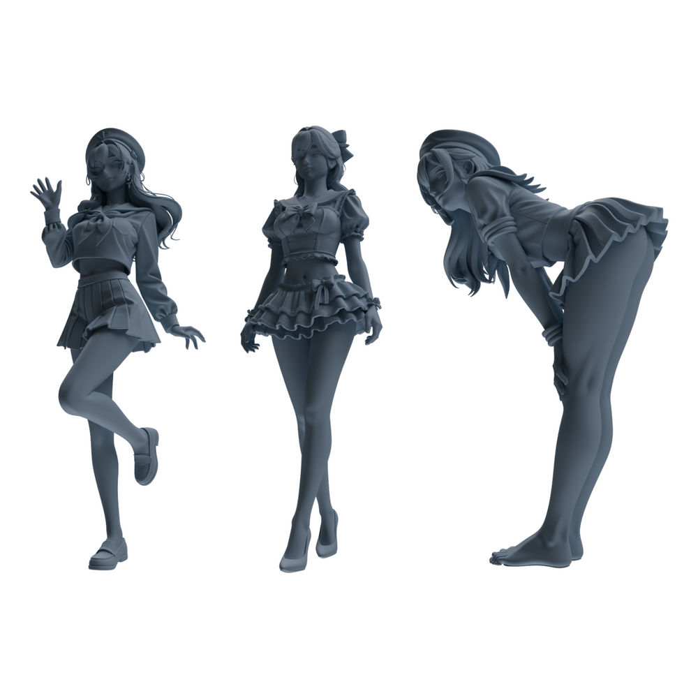 MRY-SFW LYTR883 Sailor Uniform Girl Figure Modern Model 3 pcs 3D Printed Resin Model Kit by SSMODEL