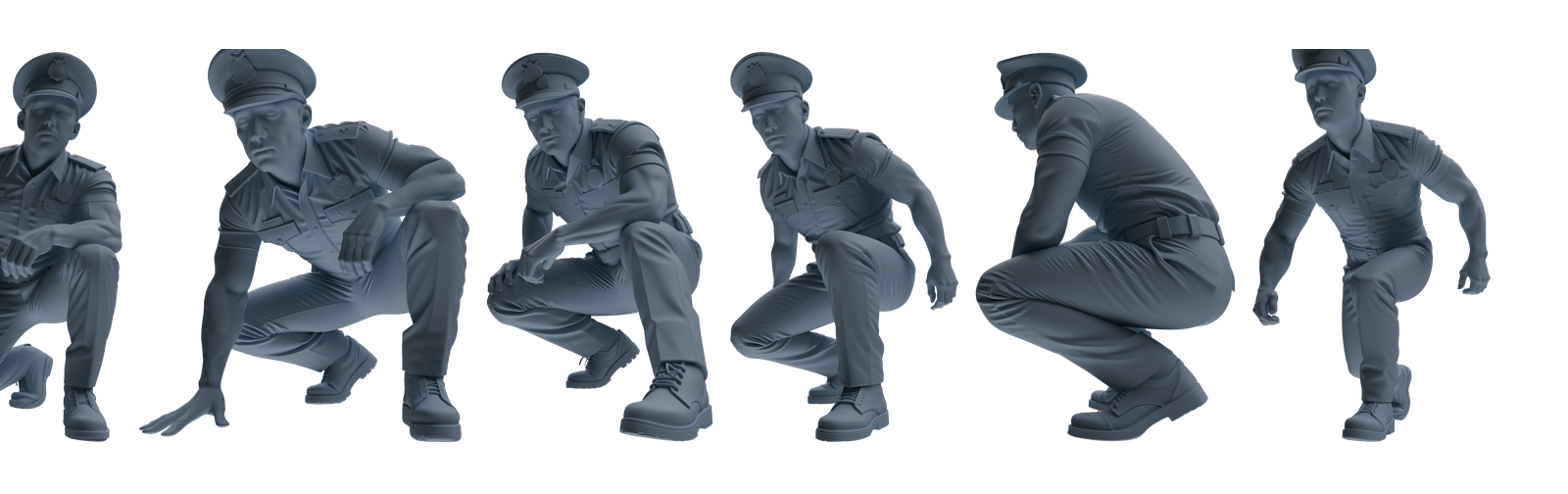 MRY-SFW LYGR764 Modern Hong Kong Police Six-Person Ambush Group 3D Printed Resin Model Kit by SSMODEL