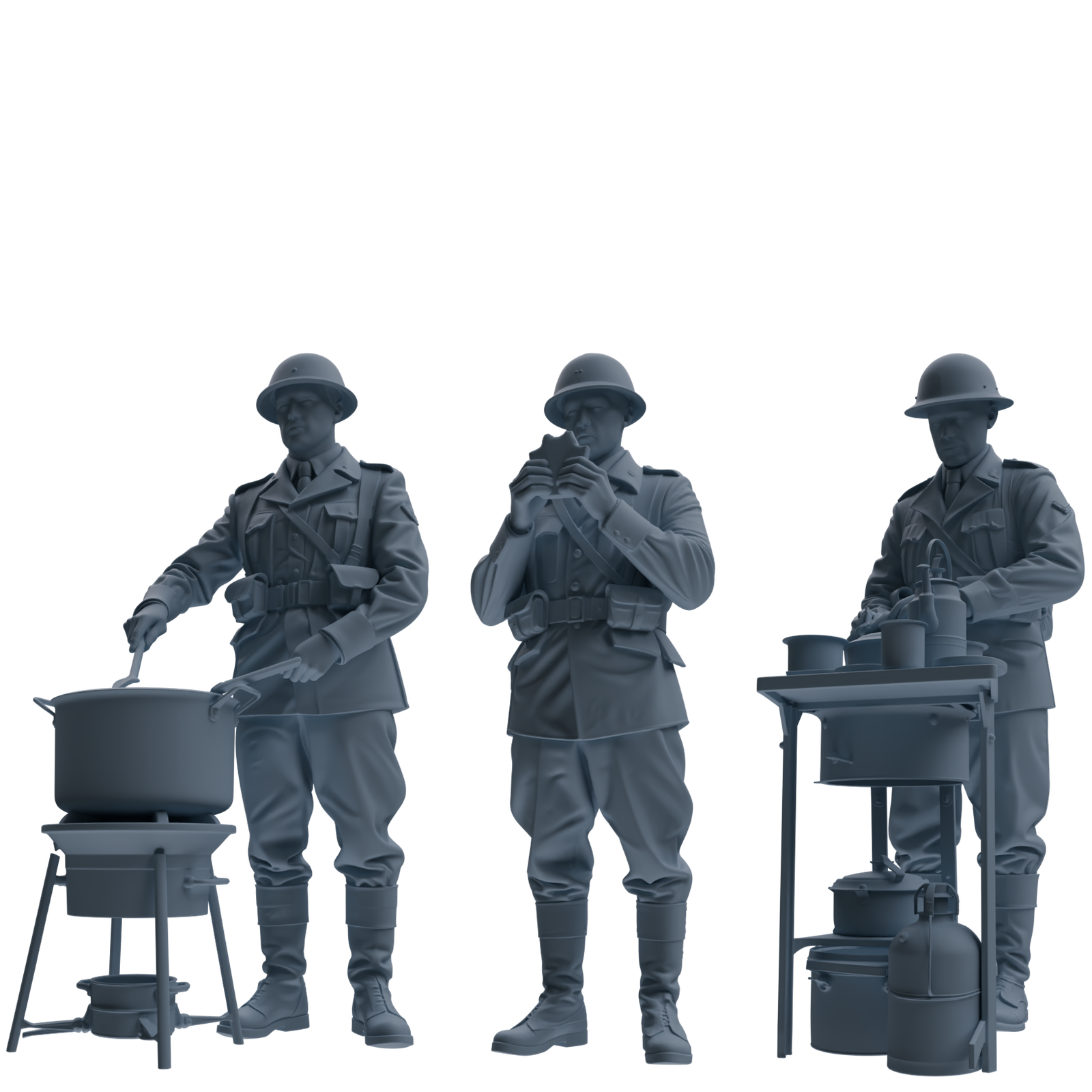 MRY-SFW SSTR222 WWII French Army Logistics Soldier Picnic Three-Person Group