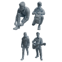 MRY-SFW LYTR1022 Male Camping Preparation Character Modern Model 4 pcs 3D Printed Resin Model Kit by SSMODEL
