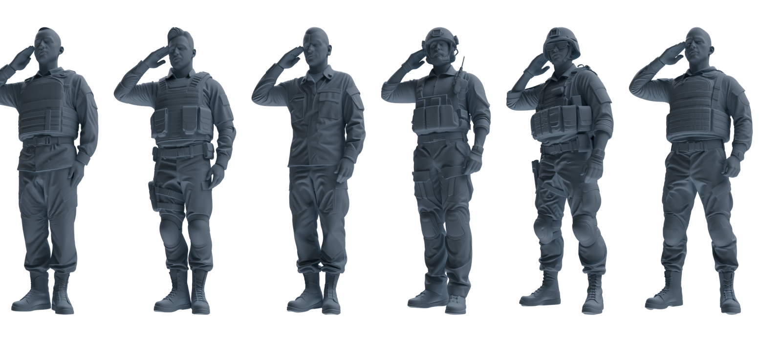 MRY-SFW SSTR029 Miniatures Soldier Model Kit 1993 Mogadishu Black Hawk Helicopter Soldier Saluting Six-Person Group
