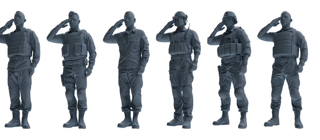 MRY-SFW SSTR029 Miniatures Soldier Model Kit 1993 Mogadishu Black Hawk Helicopter Soldier Saluting Six-Person Group
