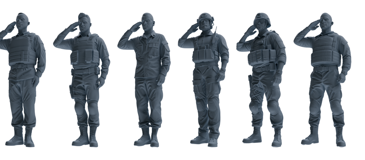 MRY-SFW SSTR029 Miniatures Soldier Model Kit 1993 Mogadishu Black Hawk Helicopter Soldier Saluting Six-Person Group