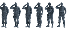 MRY-SFW SSTR029 Miniatures Soldier Model Kit 1993 Mogadishu Black Hawk Helicopter Soldier Saluting Six-Person Group