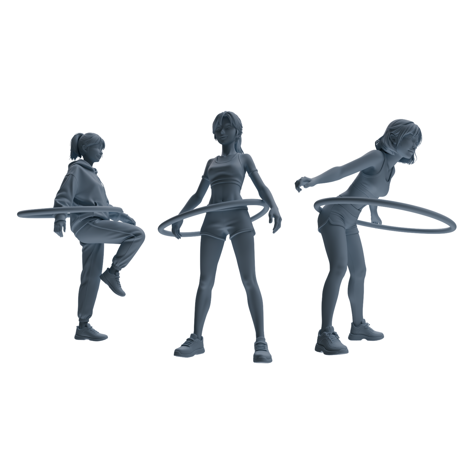MRY-SFW LYTR792 Female Hula Hoop Figure Modern Model 3 pcs Miniature Car Diorama Figures Scene Props Accessories Resin 3D Printed Resin Model Kit by SSMODEL