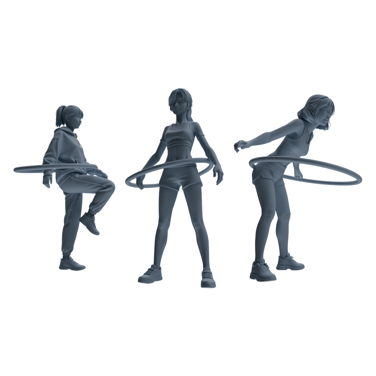 MRY-SFW LYTR792 Female Hula Hoop Figure Modern Model 3 pcs Miniature Car Diorama Figures Scene Props Accessories Resin 3D Printed Resin Model Kit by SSMODEL