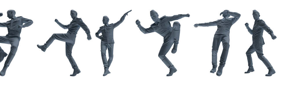 MRY-SFW LYGR733 WWII Soviet Army War Scene Six-Person Dancing Group 3D Printed Resin Model Kit by SSMODEL
