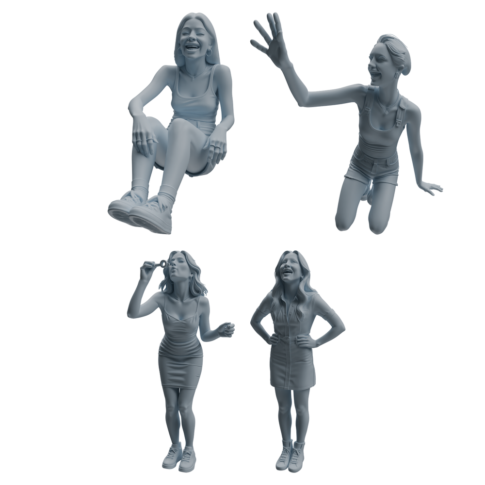 MRY-SFW LYTR1042 Joyful Interactive Female Character Modern Model 4 pcs 3D Printed Resin Model Kit by SSMODEL