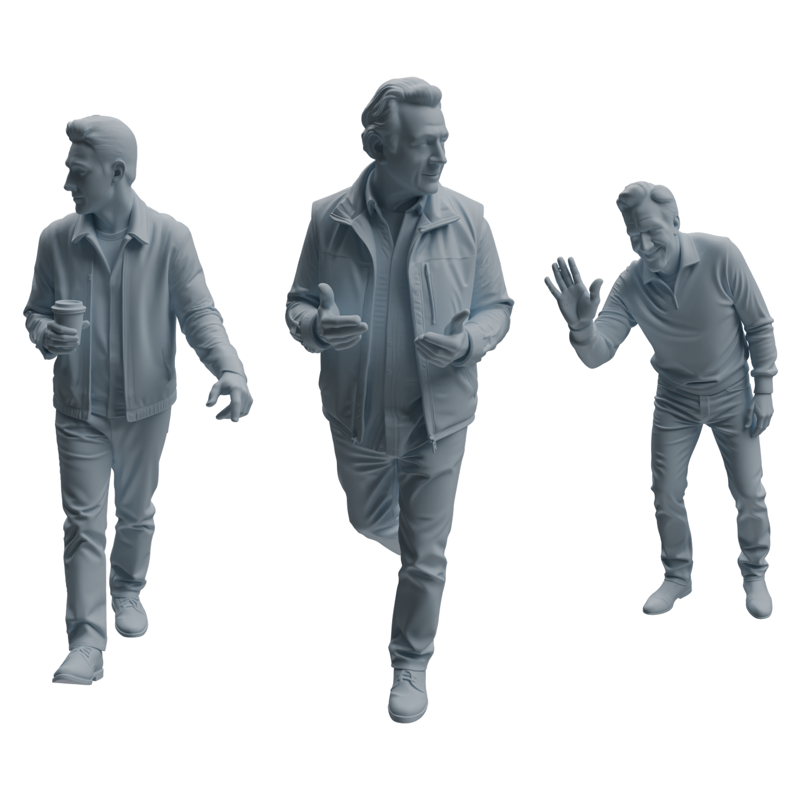 MRY-SFW LYTR991 Urban Commuter Man Character Modern Model 3 pcs 3D Printed Resin Model Kit by SSMODEL