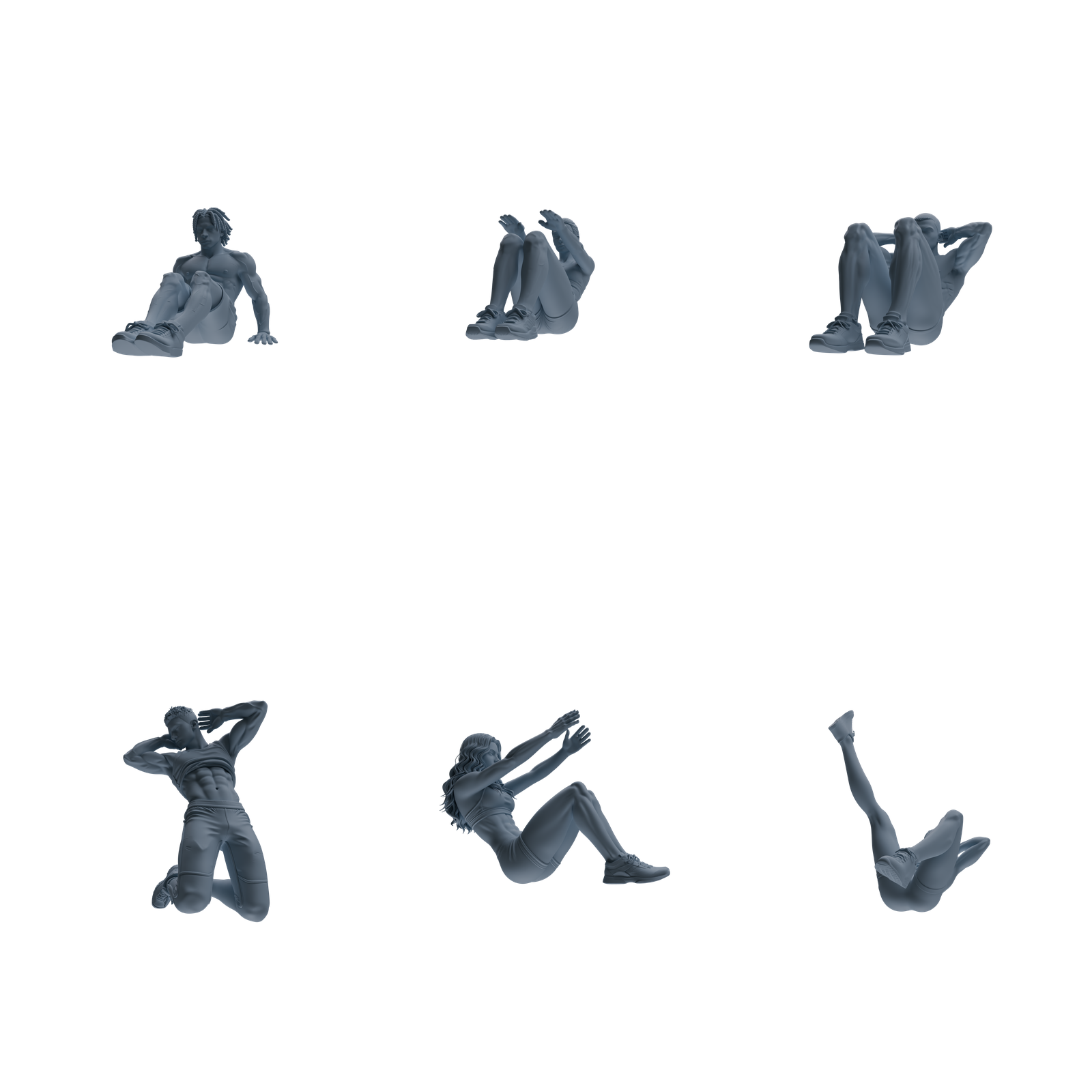 MRY-SFW LYTR833 Sit-ups Fitness Figure Modern Model 6 pcs Miniature Car Diorama Figures Scene Props Accessories Resin 3D Printed Resin Model Kit by SSMODEL