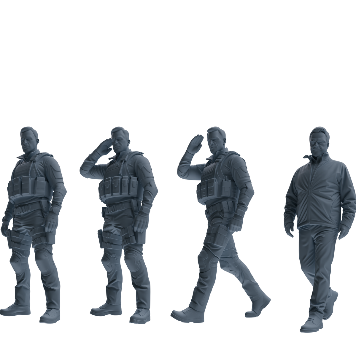 MRY-SFW SSTR118 Miniatures Soldier Model Kit Boston Attack Modern Boston Police Four-Person Saluting Group 2