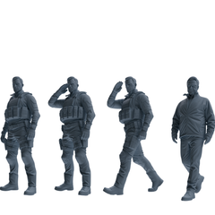MRY-SFW SSTR118 Miniatures Soldier Model Kit Boston Attack Modern Boston Police Four-Person Saluting Group 2