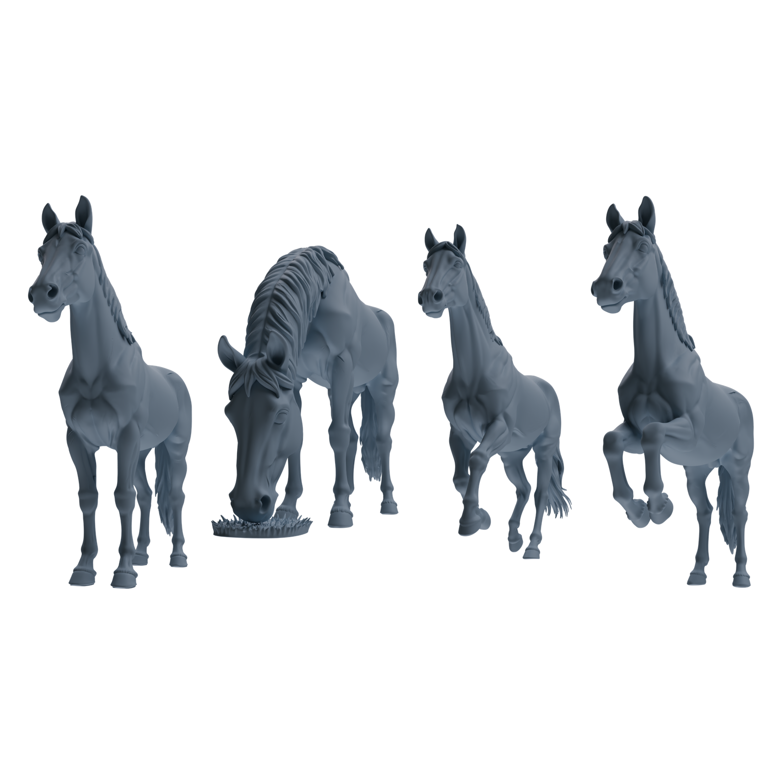 MRY-SFW LYTR843 Farm Horse Pose Model 4 pcs Miniature Car Diorama Figures Scene Props Accessories Resin 3D Printed Resin Model Kit by SSMODEL