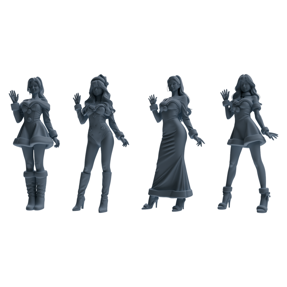MRY-SFW LYTR880 Christmas Themed Girl Figure Modern Model 4 pcs 3D Printed Resin Model Kit by SSMODEL
